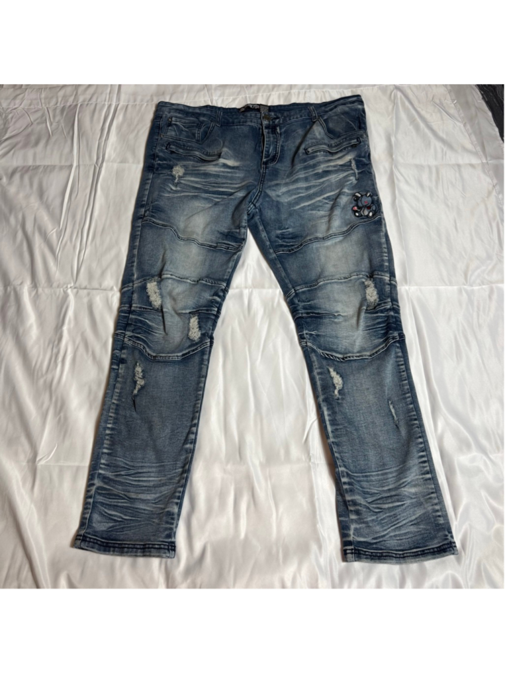 Men's BKYS Blue Distressed Jeans Waist 42